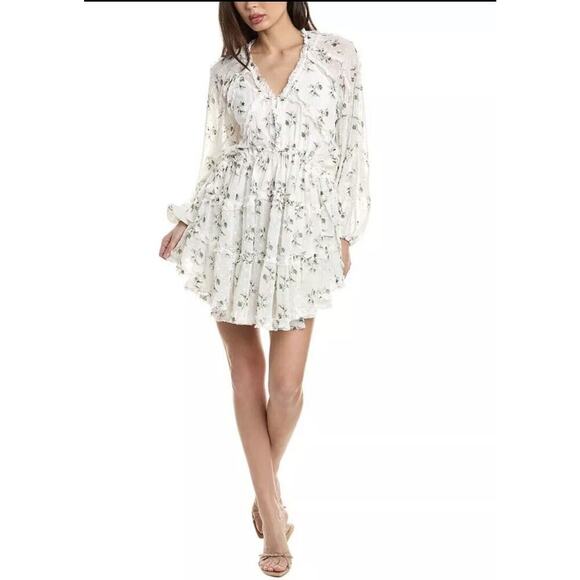 O.P.T. Rhea Mini Dress Women Small Ditsy Floral Raw Hem Slip Playful Coast Beach - Picture 1 of 15